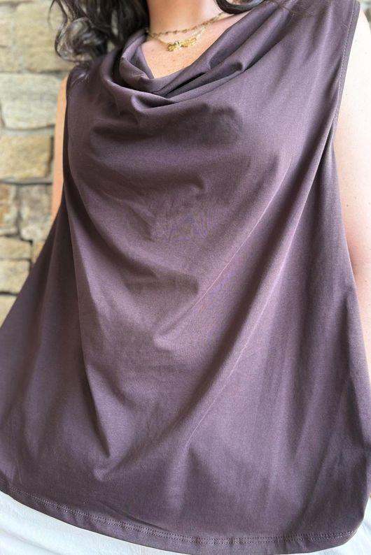 Oscar Drape Trapeze Tank Chocolate